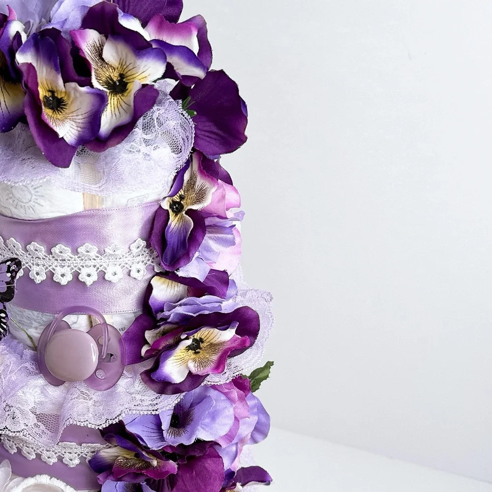 Flowers Diaper Cake, Baby Girl Shower Gift